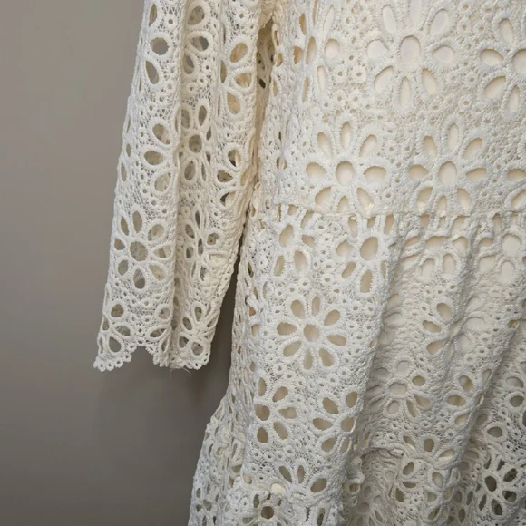 Love Colette Cream Crochet Lace Mini Dress Boho Romantic Bridal Coastal Cowgirl - Picture 2 of 4